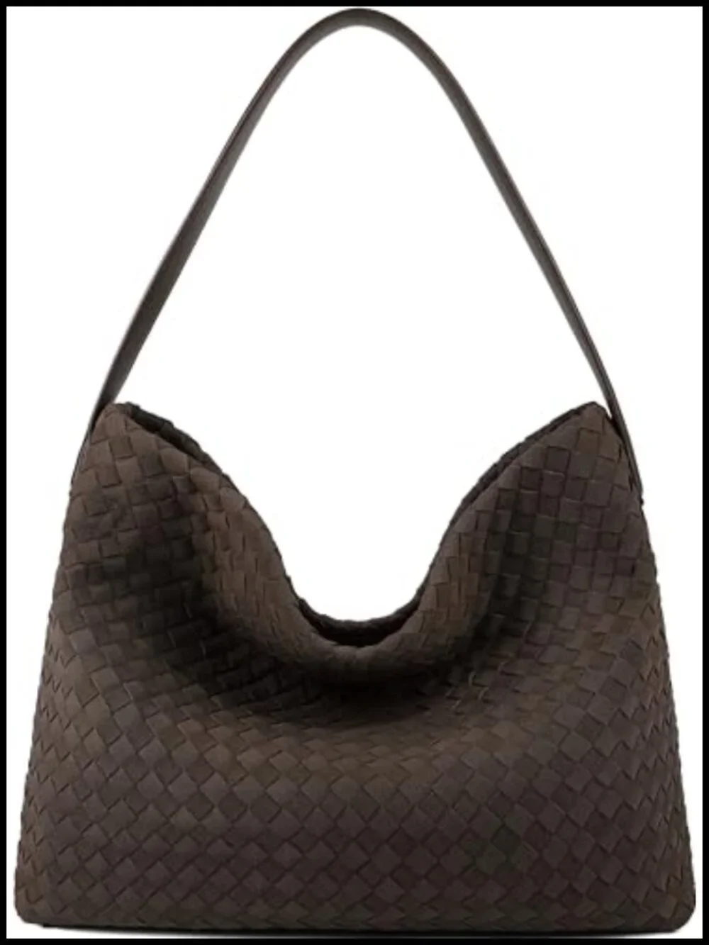 Vegan Leather Suede Woven Hobo Bag Tote with Clutch